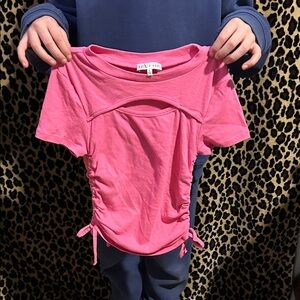 Pink Short Sleeve Ruched Tee